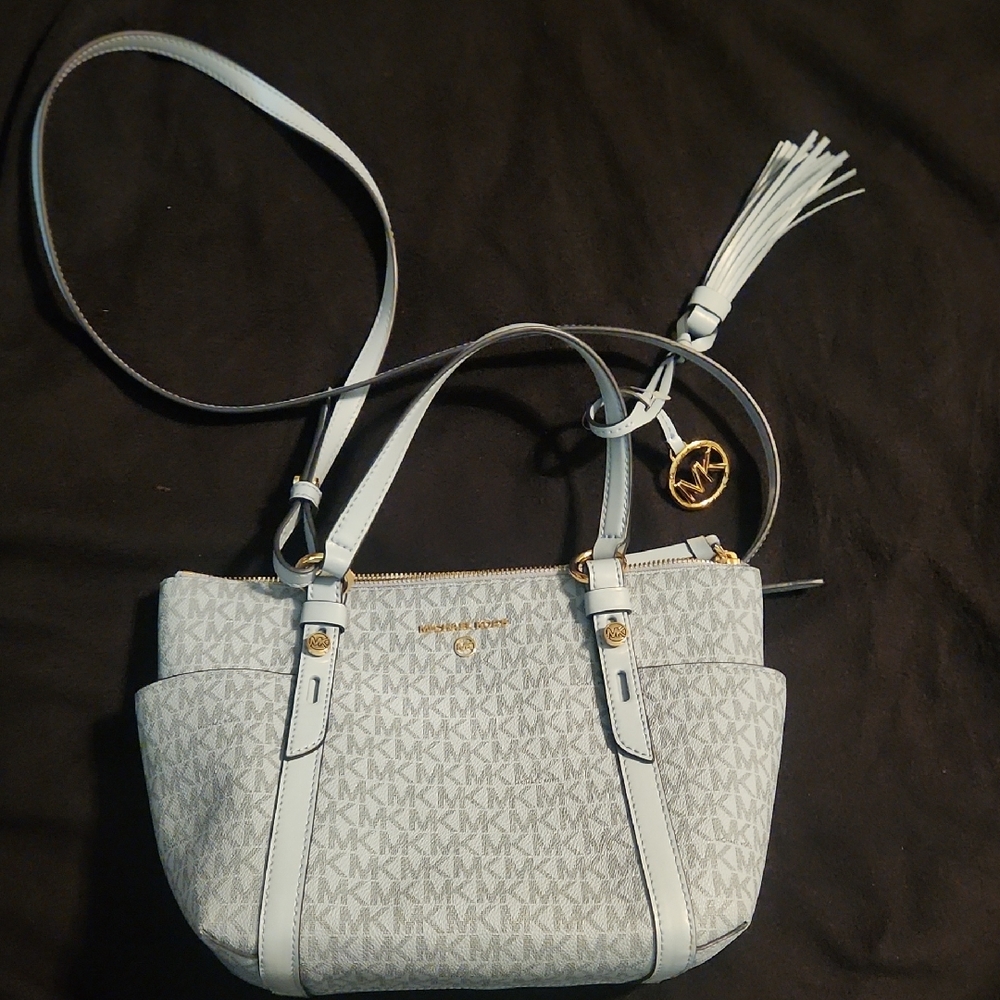 Michael Kors Baby Blue Shoulder Bag with Signature MK Design